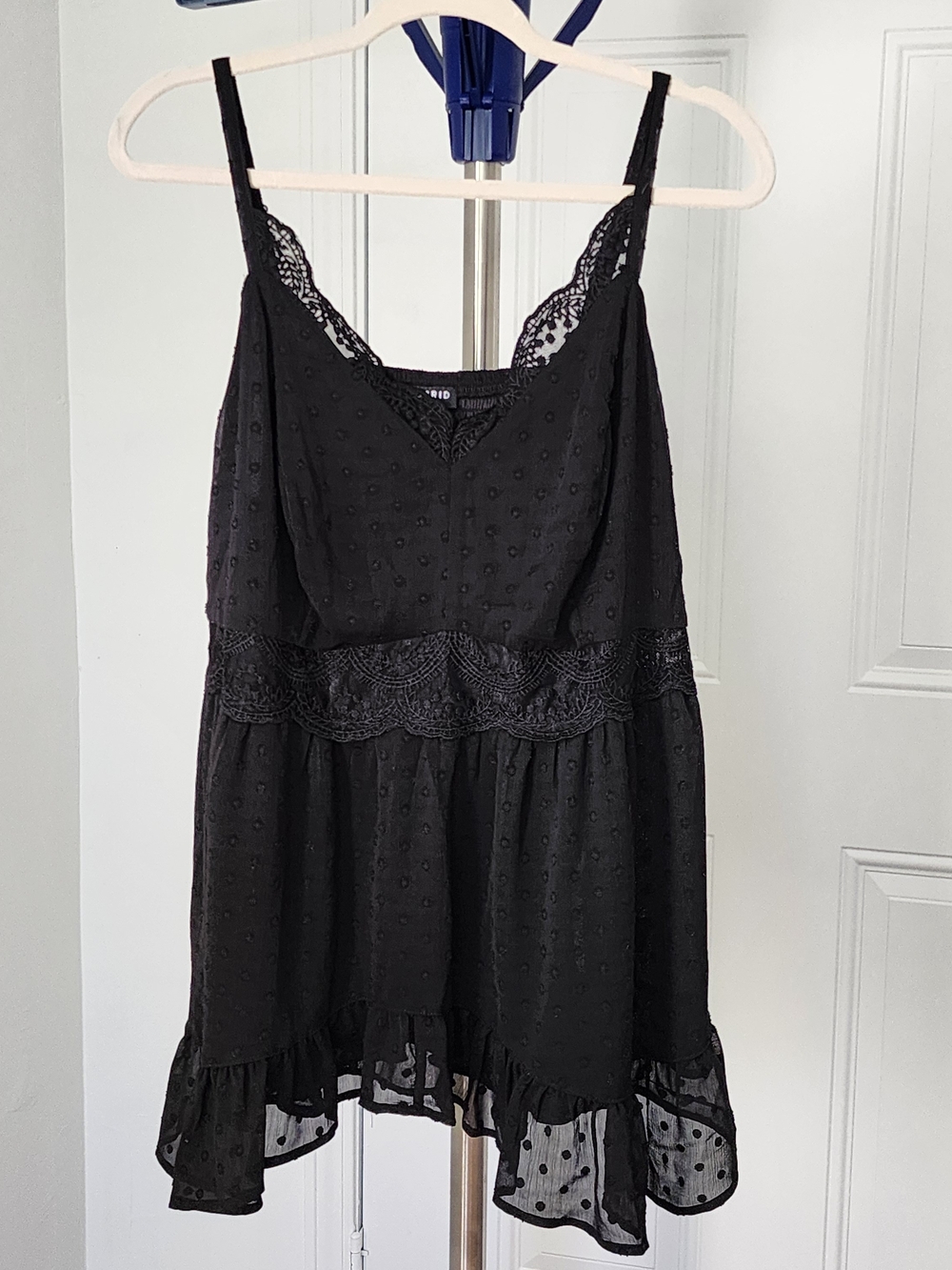 Torrid Babydoll Clip Dot Cami, Black Sz 1, Used In Good Condition